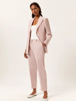 Best Slim Fit Tailored Trousers In Viscose Blend With Elasticated Waistband MULHER Fatos|Calças De Fato
