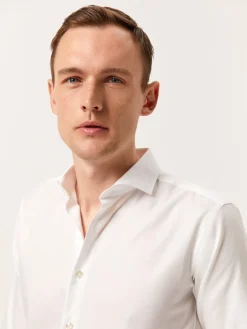 Hot Slim Fit Textured Shirt with Dublin Collar Camisas Clássicas