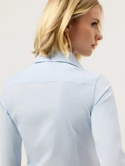 Discount Slim Fit Travel Plain Comfort Poplin Shirt With Open Collar MULHER Camisas