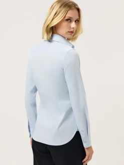 Discount Slim Fit Travel Plain Comfort Poplin Shirt With Open Collar MULHER Camisas