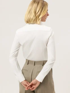 Discount Slim Fit Travel Plain Comfort Poplin Shirt With Open Collar MULHER Camisas