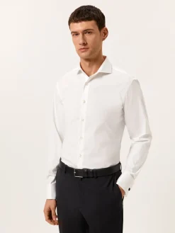 Sale Slim Fit Travel Poplin Shirt with double cuff in Comfort Cotton Camisas Clássicas|Camisas Clássicas