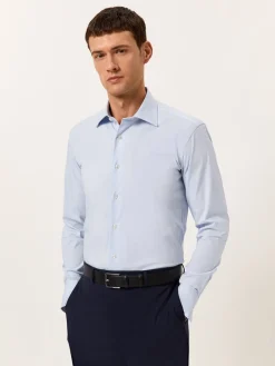 Outlet Slim Fit Travel Poplin Shirt in Comfort Cotton Camisas Clássicas|Camisas Clássicas