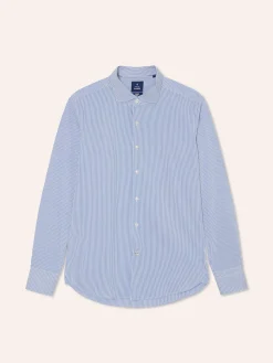 New Slim Fit Travel Striped Poplin Shirt in Comfort Cotton Camisas Clássicas|Camisas Clássicas