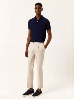 Clearance Slim fit Twill Garment Dye Casual Trousers with pleats Calças Casuais