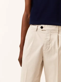 Clearance Slim fit Twill Garment Dye Casual Trousers with pleats Calças Casuais