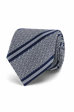 Outlet Striped Pattern Tie 100% Silk 7cm Gravatas