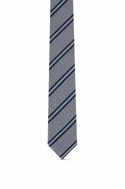 Outlet Striped Pattern Tie 100% Silk 7cm Gravatas