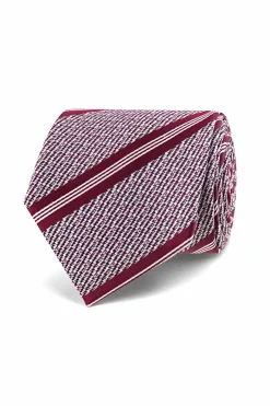 Outlet Striped Pattern Tie 100% Silk 7cm Gravatas
