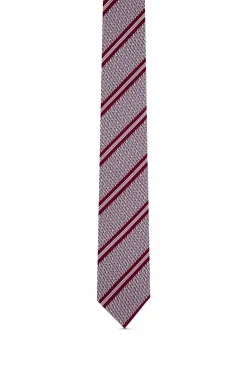 Outlet Striped Pattern Tie 100% Silk 7cm Gravatas