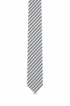 Online Striped Pattern Tie 100% Silk 7cm Gravatas