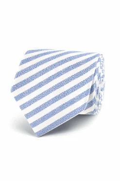 Online Striped Pattern Tie 100% Silk 7cm Gravatas