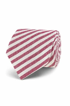 Online Striped Pattern Tie 100% Silk 7cm Gravatas