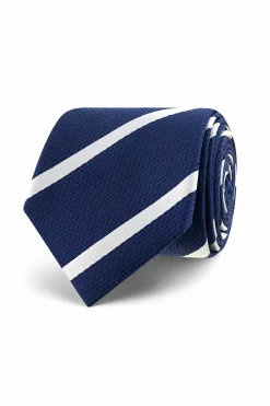 Online Striped Pattern Tie 100% Silk 7cm Gravatas