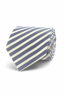 Striped Pattern Tie 100% Silk 7cm Gravatas
