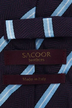 Outlet Striped Pattern Tie 100% Silk 8cm Gravatas