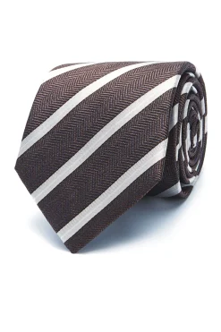 Outlet Striped Pattern Tie 100% Silk 8cm Gravatas