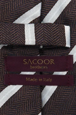 Outlet Striped Pattern Tie 100% Silk 8cm Gravatas