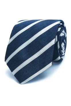 Outlet Striped Pattern Tie 100% Silk 8cm Gravatas