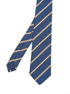 Outlet Striped Pattern Tie 100% Silk 8cm Gravatas