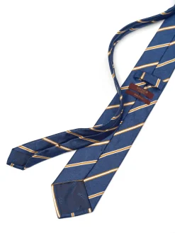 Outlet Striped Pattern Tie 100% Silk 8cm Gravatas