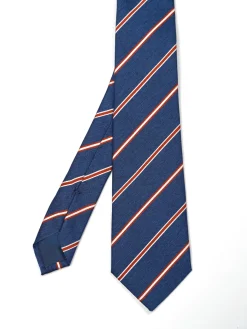 Outlet Striped Pattern Tie 100% Silk 8cm Gravatas