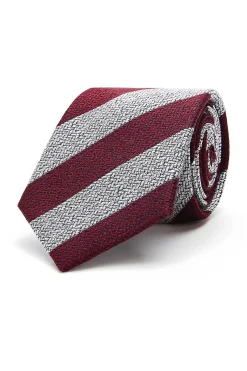 Outlet Striped Pattern Tie 100% Silk 8cm Gravatas