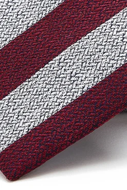 Outlet Striped Pattern Tie 100% Silk 8cm Gravatas