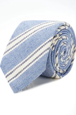 Online Striped Pattern Tie 100% Silk 7cm Gravatas