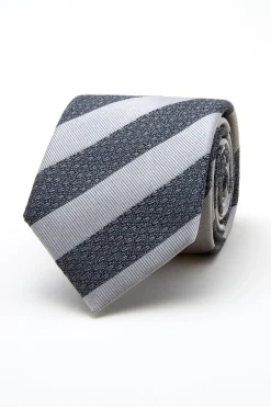 New Striped Pattern Tie Silk and Wool Blend 7,5cm Gravatas