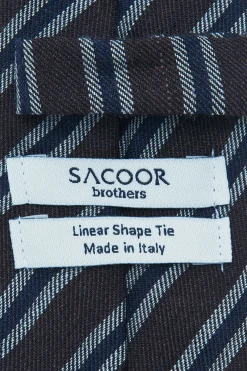 Best Striped Pattern Tie Silk and Wool Blend 7cm Gravatas