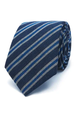 Best Striped Pattern Tie Silk and Wool Blend 7cm Gravatas