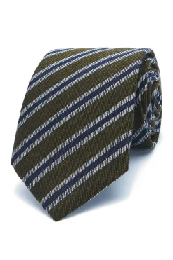 Best Striped Pattern Tie Silk and Wool Blend 7cm Gravatas