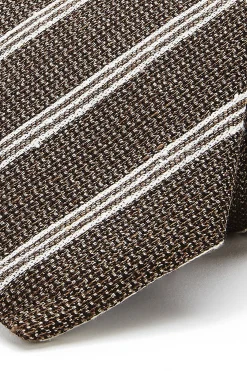 New Striped Pattern Tie Silk, Linen, and Wool Blend 7cm Gravatas