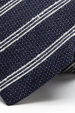 New Striped Pattern Tie Silk, Linen, and Wool Blend 7cm Gravatas