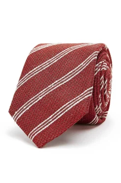 New Striped Pattern Tie Silk, Linen, and Wool Blend 7cm Gravatas
