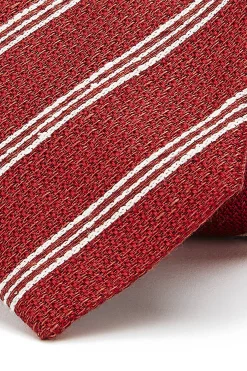 New Striped Pattern Tie Silk, Linen, and Wool Blend 7cm Gravatas