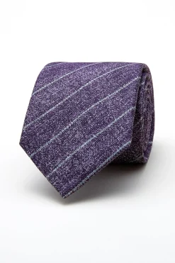 Sale Striped Pattern Tie Silk and Wool Blend 7,5cm Gravatas