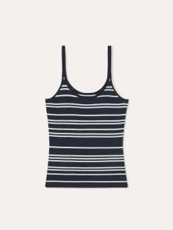 Clearance Tank Top In Cotton Blend With Contrasting Stripes MULHER Tops