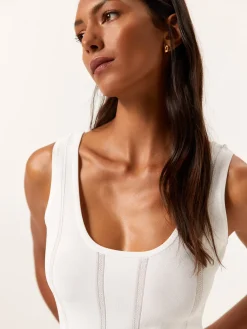 Clearance Tank Top In Viscose & Nylon Blend With Ajour Knit Stripes MULHER Tops