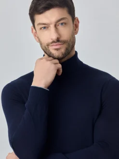 Discount Turtleneck Sweater With Long Sleeves In Extra Fine Merino Wool Camisolas