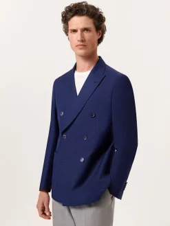 Sale Unstructured Linen-Cotton Blend Double-Breasted Blazer Blazers