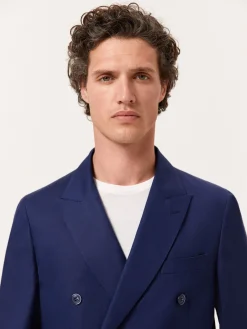 Sale Unstructured Linen-Cotton Blend Double-Breasted Blazer Blazers