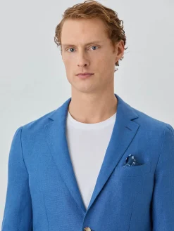 New Unstructured Hopsack Blazer With Patch Pockets In Linen Blazers