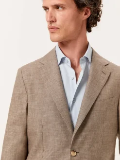 Unstructured Pied Poule Linen Blazer Blazers