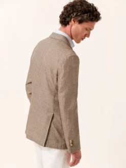 Unstructured Pied Poule Linen Blazer Blazers