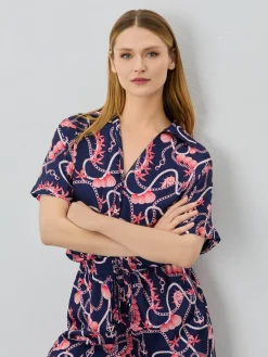 New Wide Leg Trousers With Nautical Print MULHER Calças