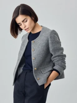 Discount 100%Wool Coat With Gold Buttons MULHER Casacos