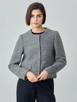 Discount 100%Wool Coat With Gold Buttons MULHER Casacos